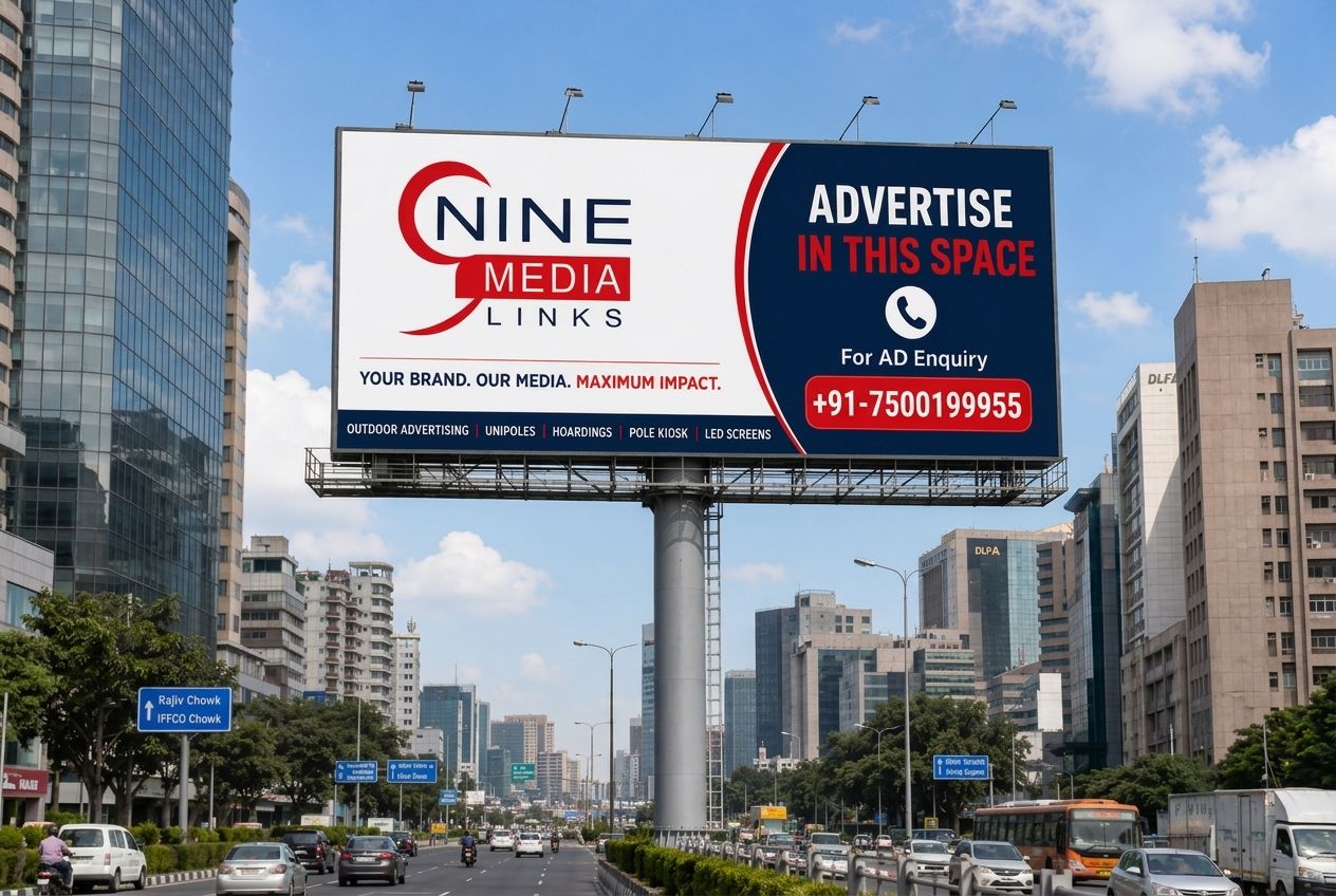 Unipole hoarding advertising by NINE MEDIA LINKS